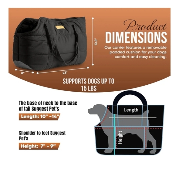 Black Pet Carrier Sling Bag NEW - Picture 4 of 12